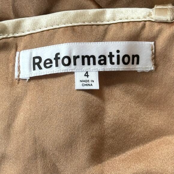 Reformation Poppies Silk Cut-out Maxi Dress Croissant Neutral Size 4 - Picture 10 of 12